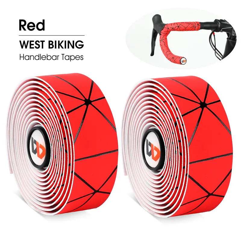 WEST BIKING Ruban de guidon en EVA PU bleu avec embouts de guidon – Anti‑vibration