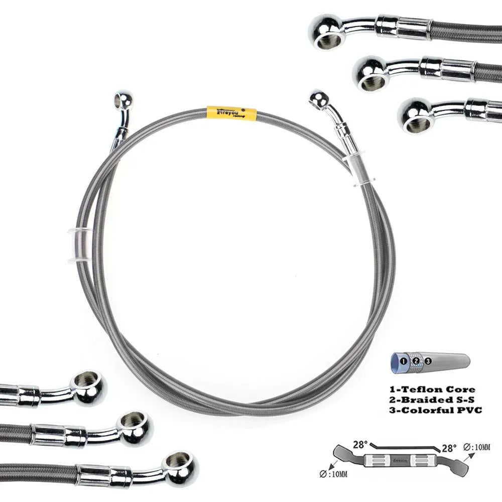 110cm Hydraulik‑Bremsschlauch 10mm Banjo – Geflochten für Suzuki, Kawasaki