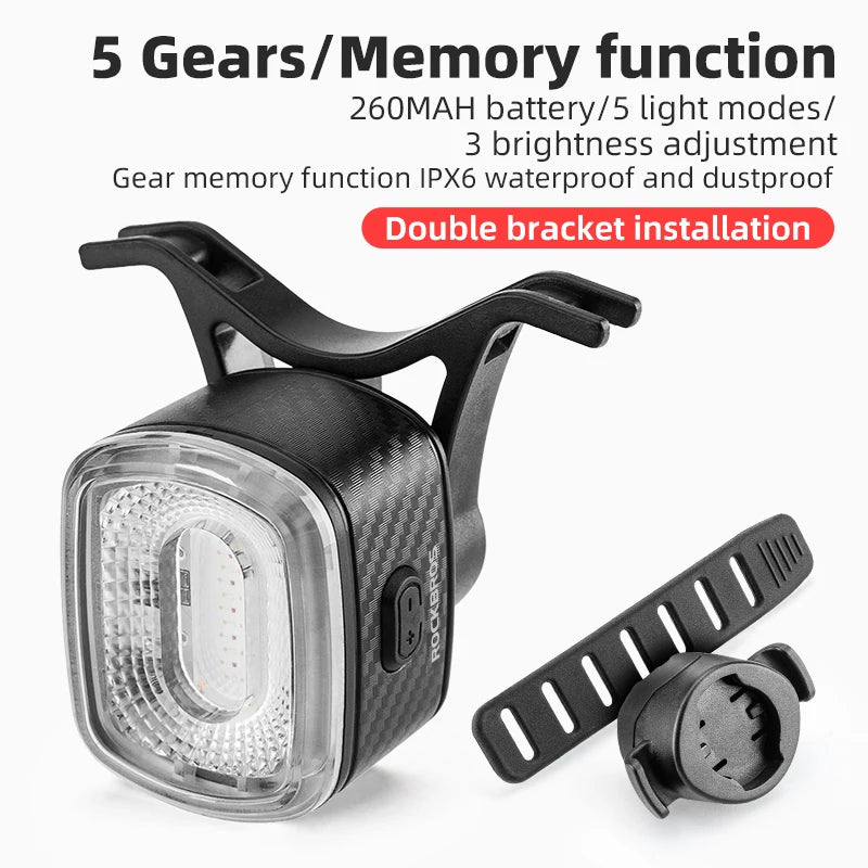 ROCKBROS Lumière de frein intelligente pour vélo – Rechargeable USB‑C, IPX6, LED 4 modes