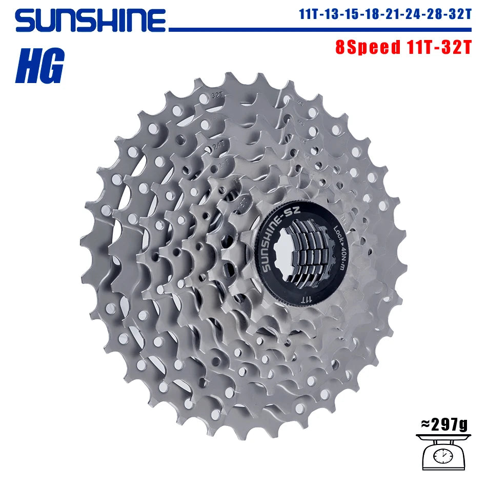 SUNSHINE 8‑Velocidades 11T‑40T Cassete Shimano HG – Pinhão de Aço 32‑40T