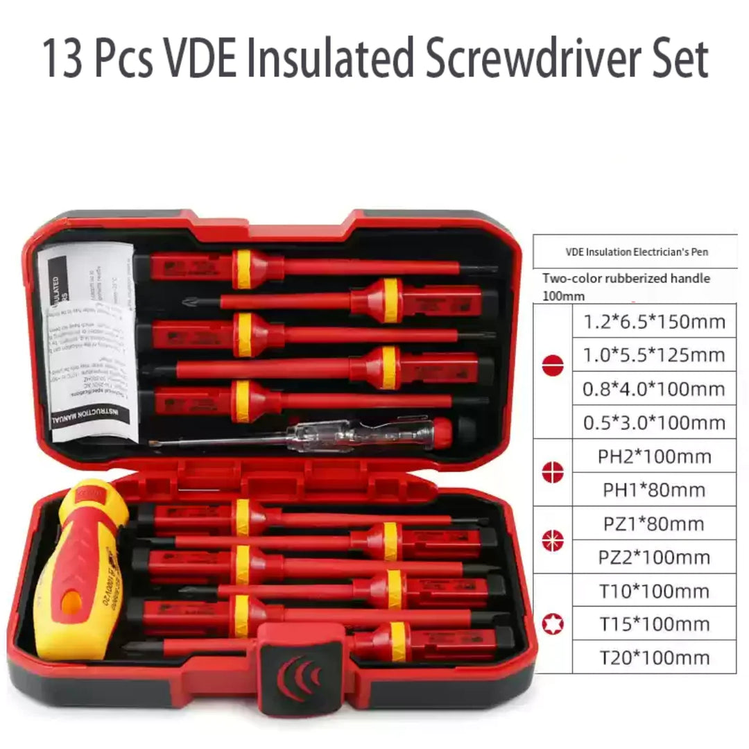 Set de tournevis isolé 13‑en‑1 – Embouts magnétiques 1000V