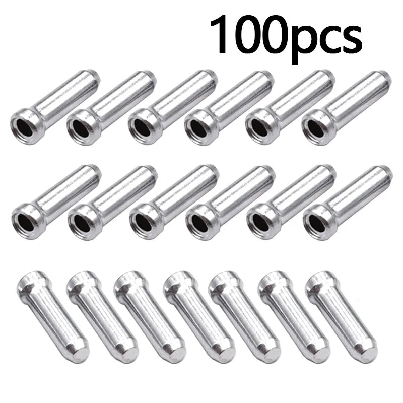 100 pièces d'embouts en aluminium pour câbles de frein et de changement de vitesse – VTT/ Route