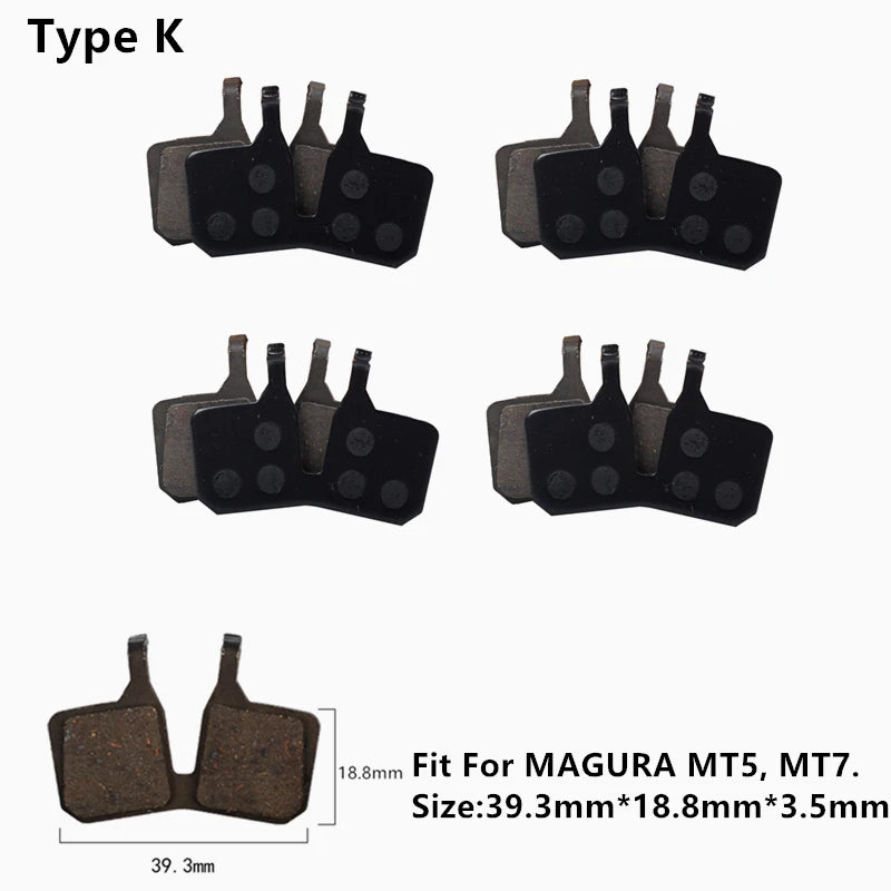 4 Pairs Semi-Metallic MTB Disc Brake Pads – Shimano, Magura – Type K