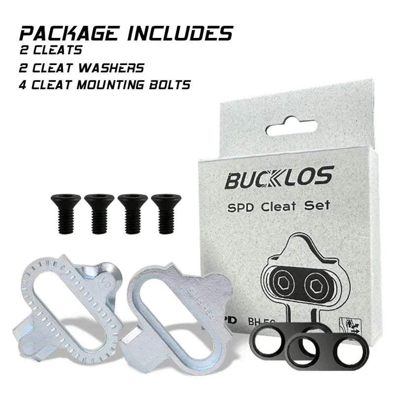 Bucklos 4 paires argentées MTB SPD – Clips de pédale auto-verrouillants
