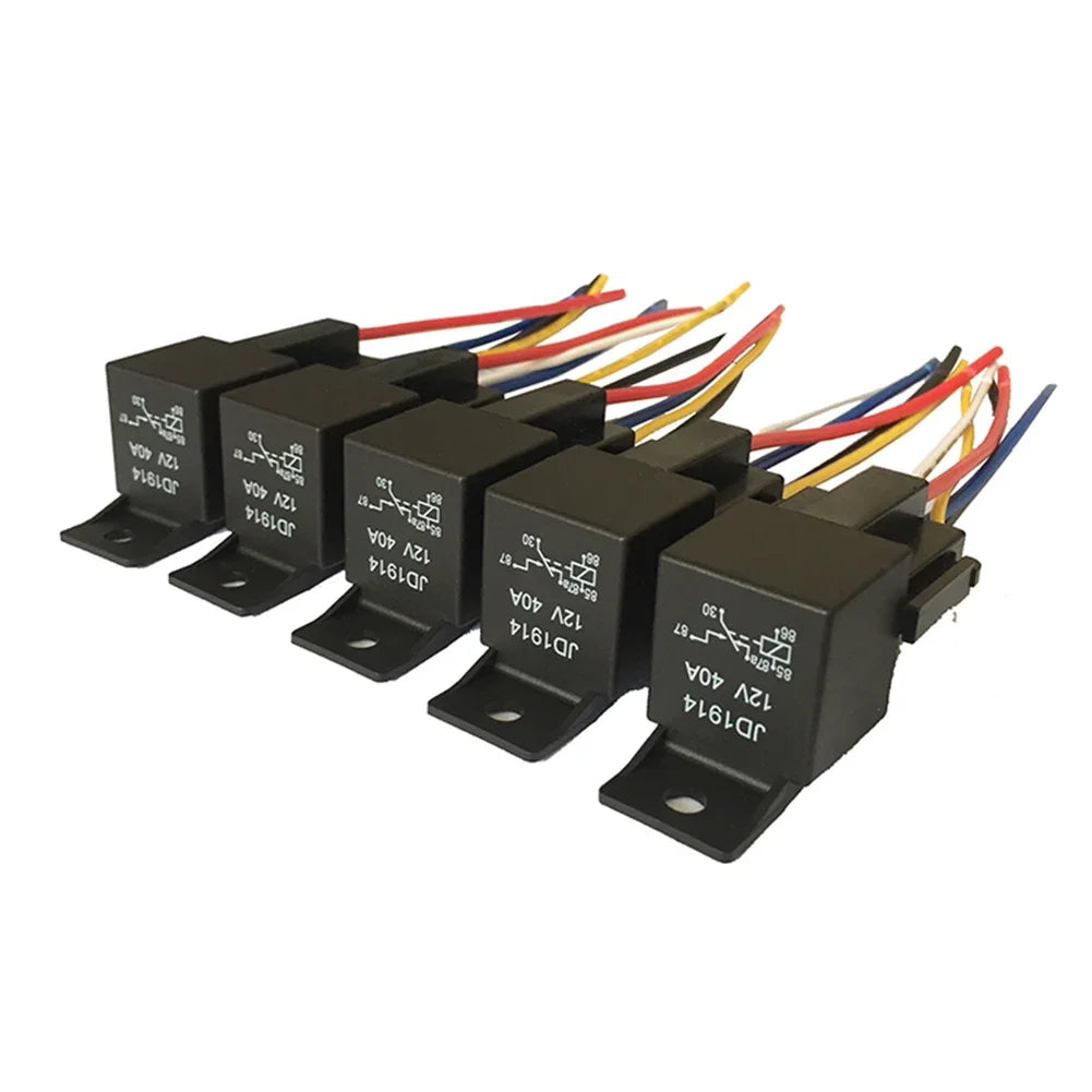 Kit de relais automobile SPDT 5 broches 40A 12V/24V étanche 5 pièces