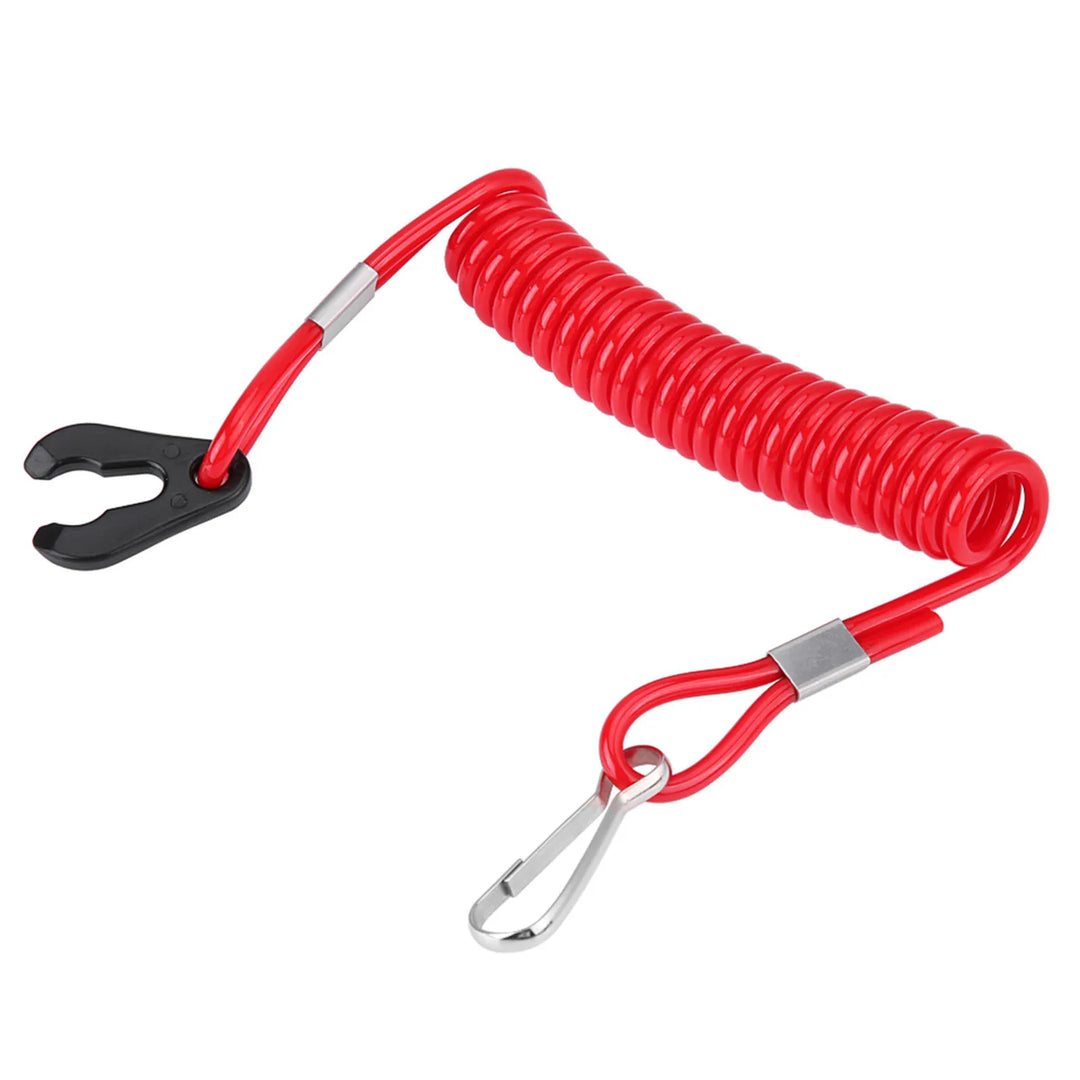 Lanière d'arrêt d'urgence universelle rouge pour moteur de bateau – Corde extensible de 140 cm