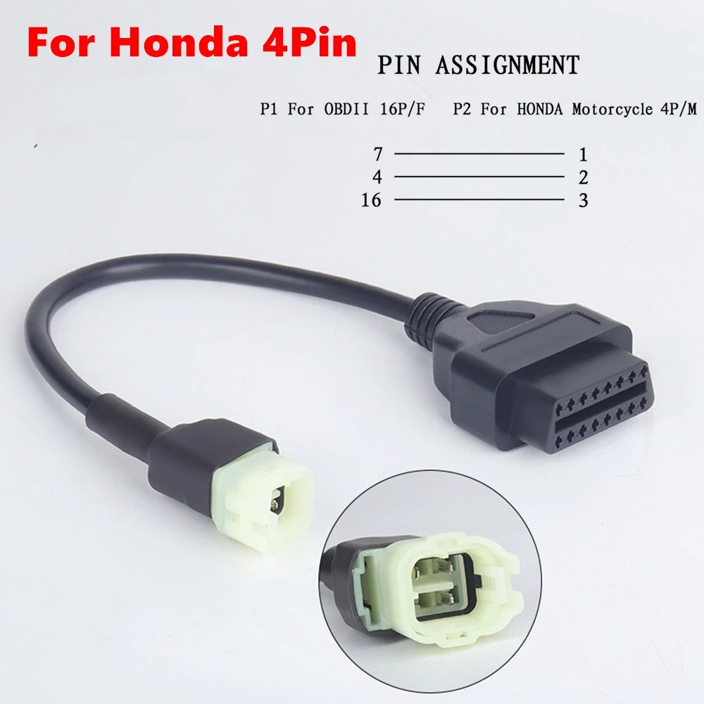 Câble de diagnostic moto 4 broches pour Honda/Yamaha/Suzuki - OBD2