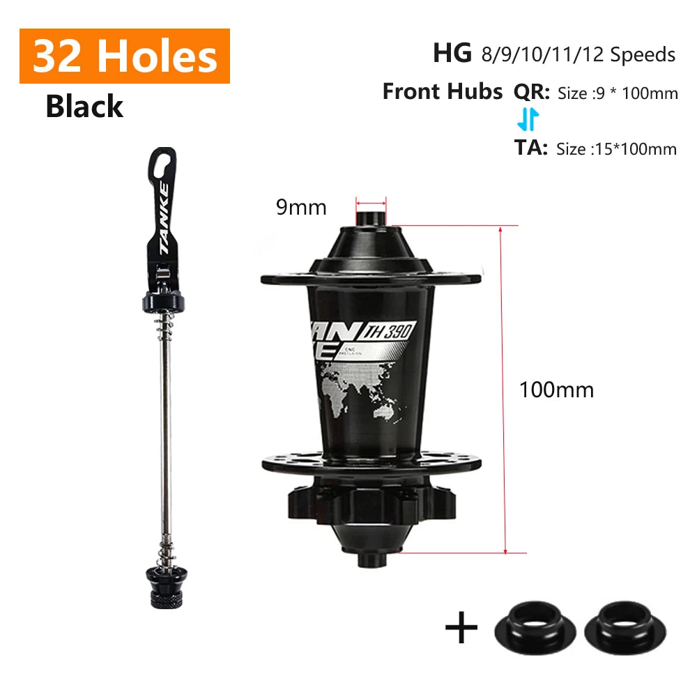 TANKE 120-Click MTB Hub 28-36h QR/Thru‑Axle, Disc Brake, 6‑Bearing