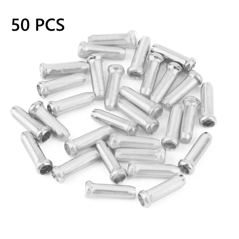 50pcs Capuchons d'extrémité de câble de vélo bleus – Embouts de frein et de changement de vitesse pour VTT et route