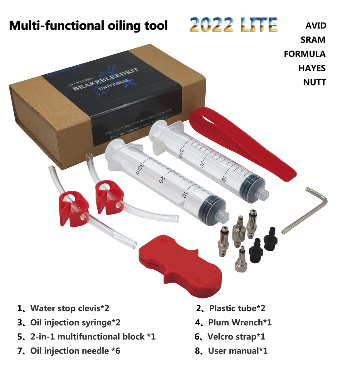 Kit de purge d'huile de frein à disque hydraulique Pro 2024 pour Shimano SRAM Avid