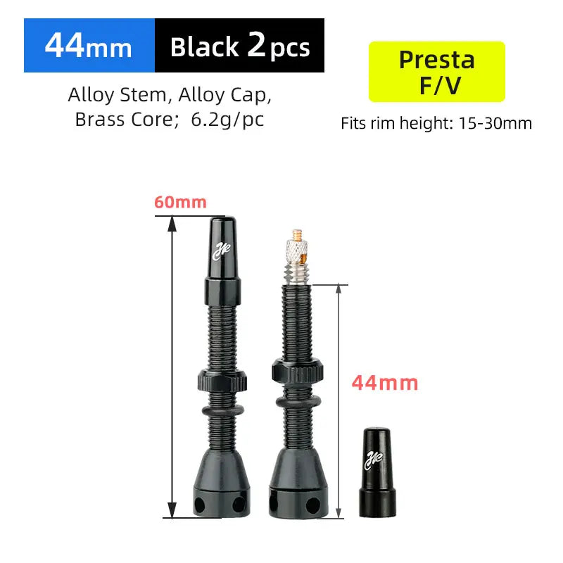Kit de valve tubeless Presta 44/60/80mm avec outil – Aluminium rouge